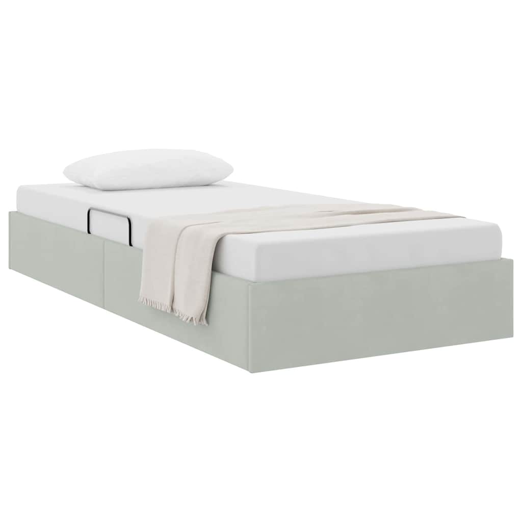 Opslag bed met matras Lichtgrijs 100 x 203 cm Fluweel – afbeelding 3