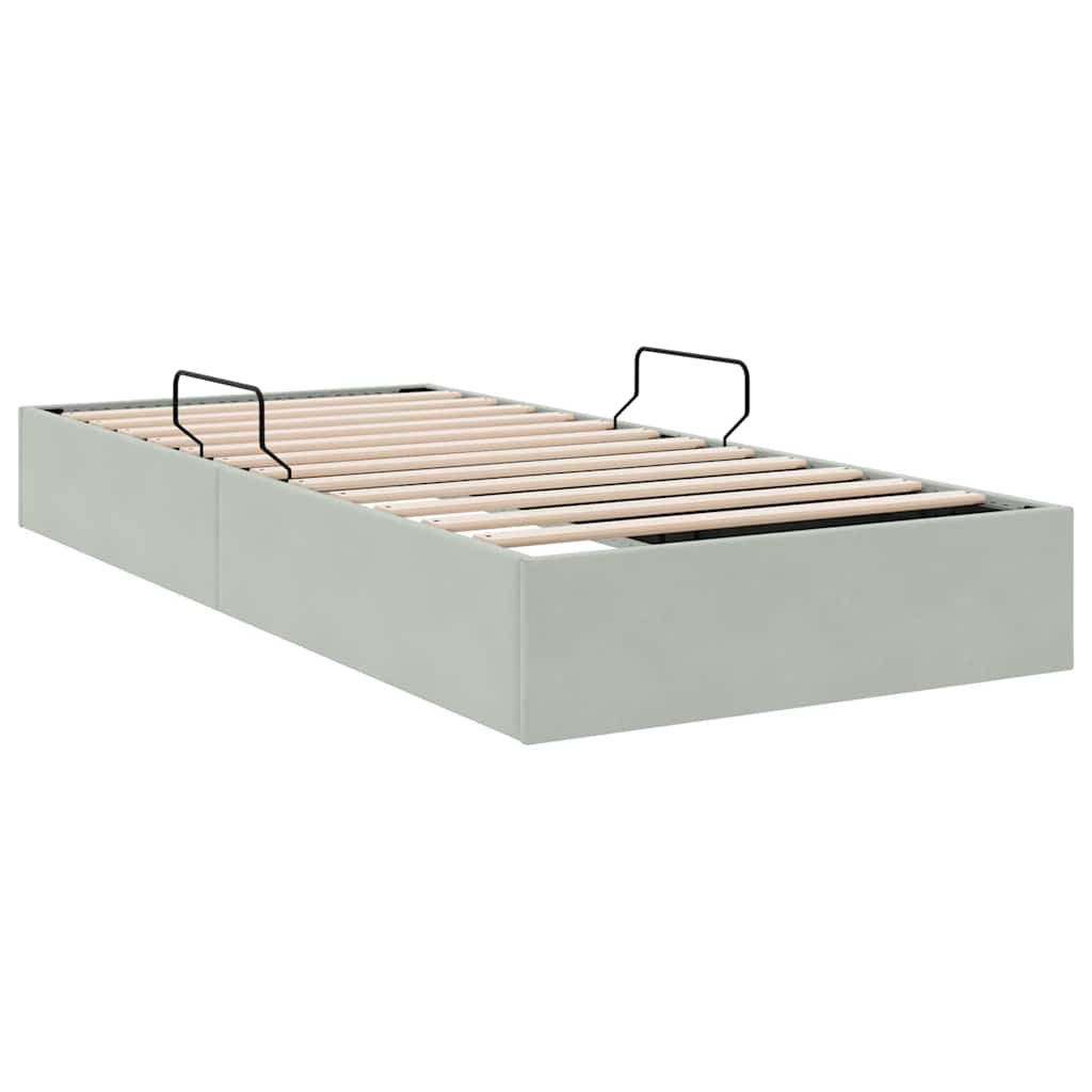 Opslag bed met matras Lichtgrijs 100 x 203 cm Fluweel – afbeelding 5