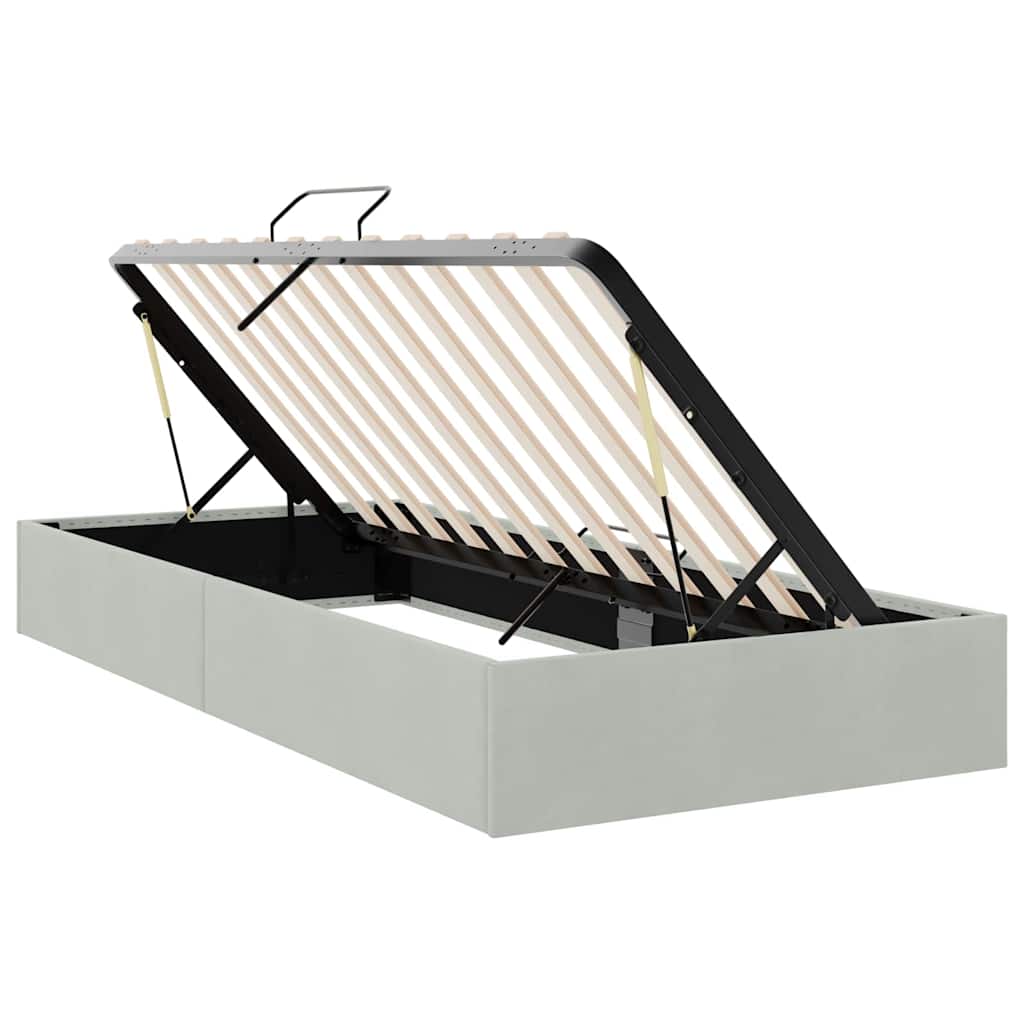 Opslag bed met matras Lichtgrijs 100 x 203 cm Fluweel – afbeelding 6