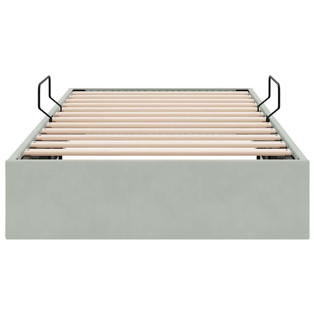 Opslag bed met matras Lichtgrijs 100 x 203 cm Fluweel – afbeelding 7