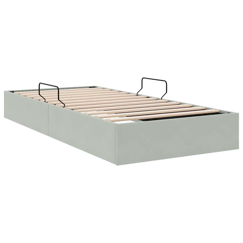 Opslag bed met matras Lichtgrijs 100 x 203 cm Fluweel – afbeelding 9