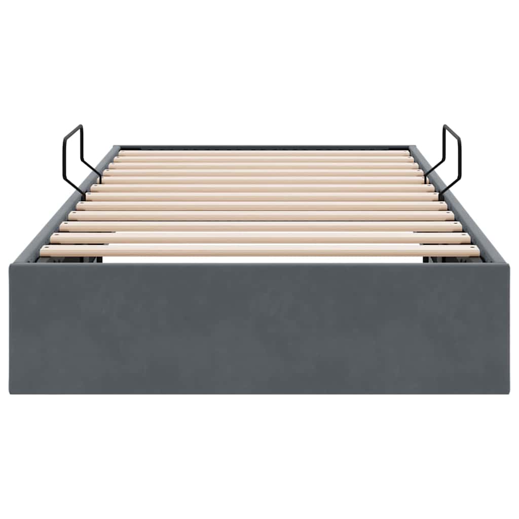 Opslag bed met matras Donkergrijs 100 x 203 cm Fluweel – afbeelding 7