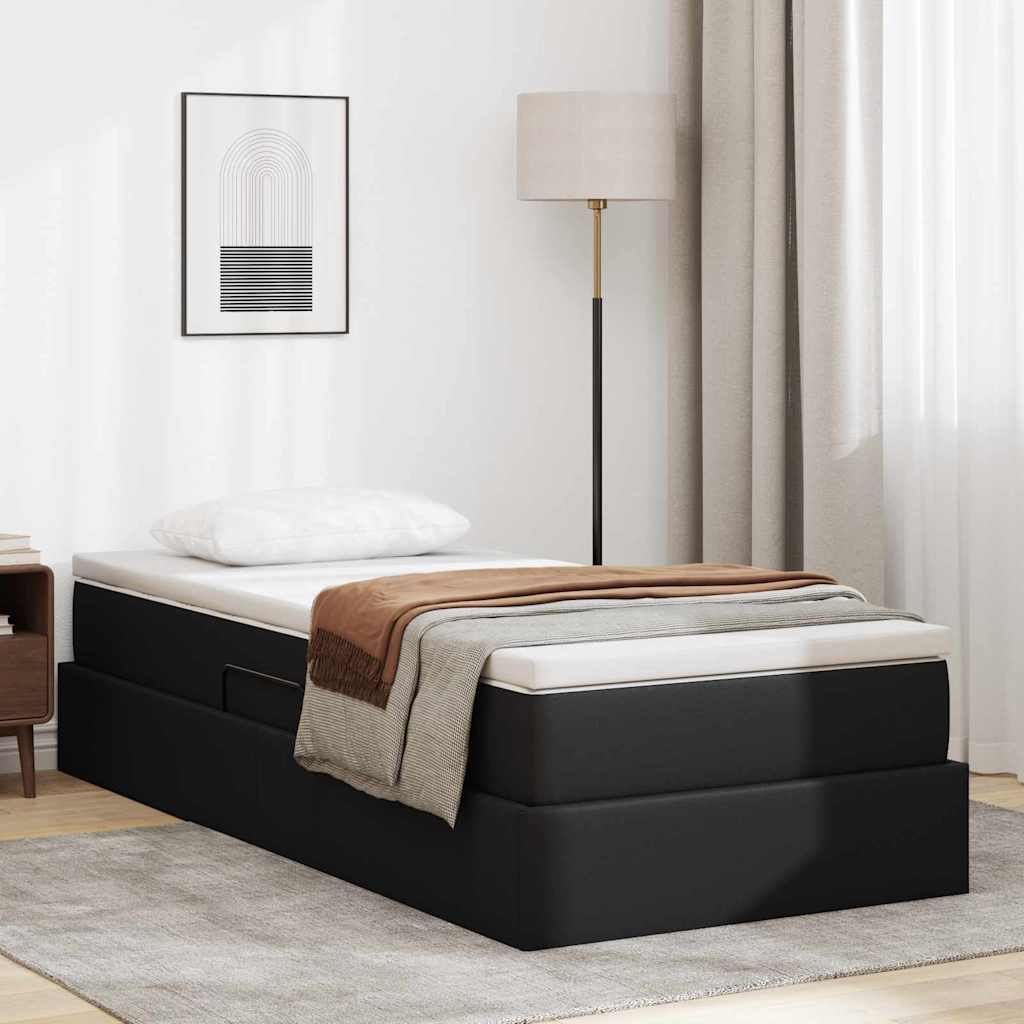 Opslag bed met matras met matras Zwart 90 x 190 cm Nep Leer – afbeelding 1