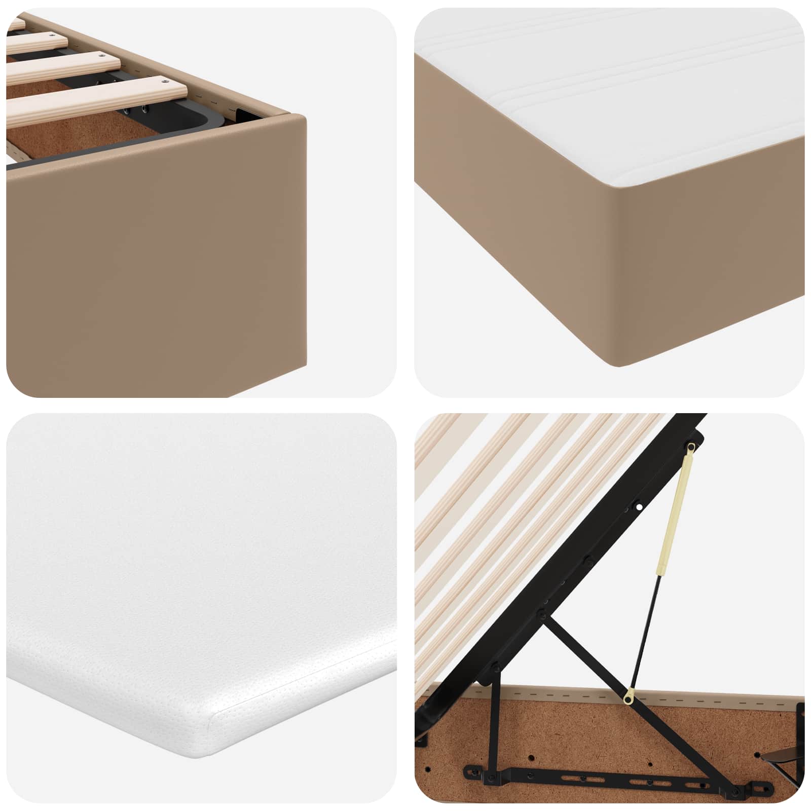 Opslag bed met matras Cappuccino 100 x 200 cm Nep Leer – afbeelding 11