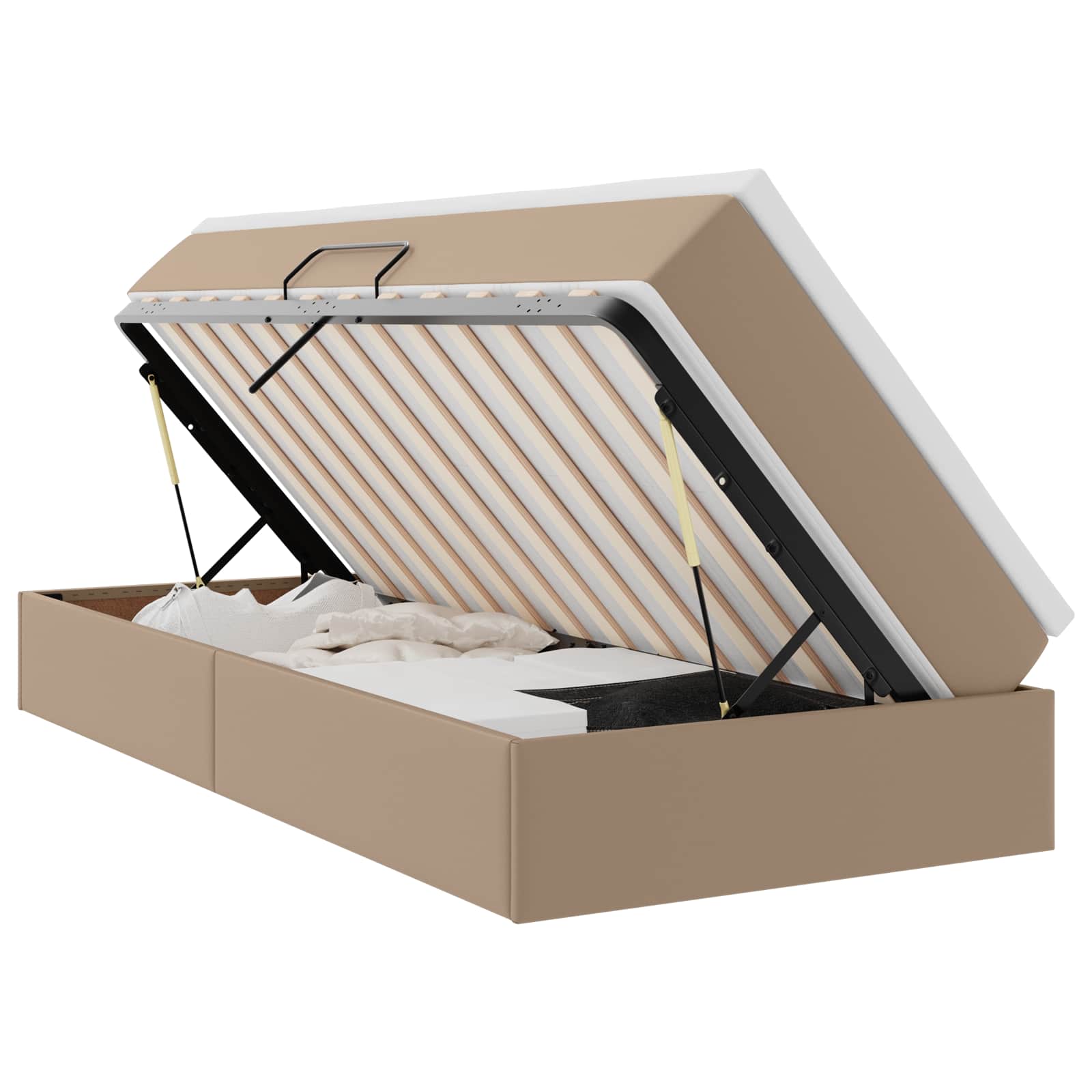 Opslag bed met matras Cappuccino 100 x 200 cm Nep Leer – afbeelding 2