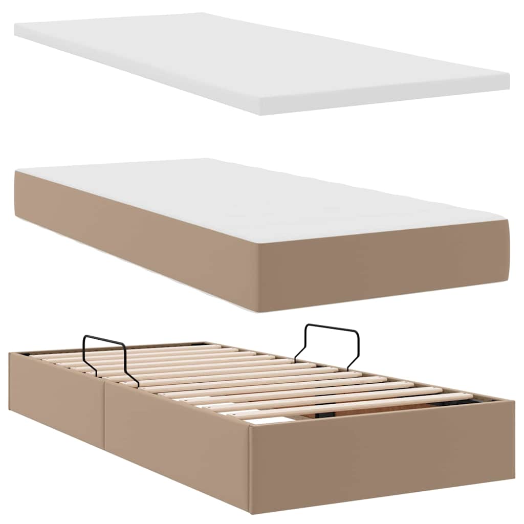 Opslag bed met matras Cappuccino 100 x 200 cm Nep Leer – afbeelding 8