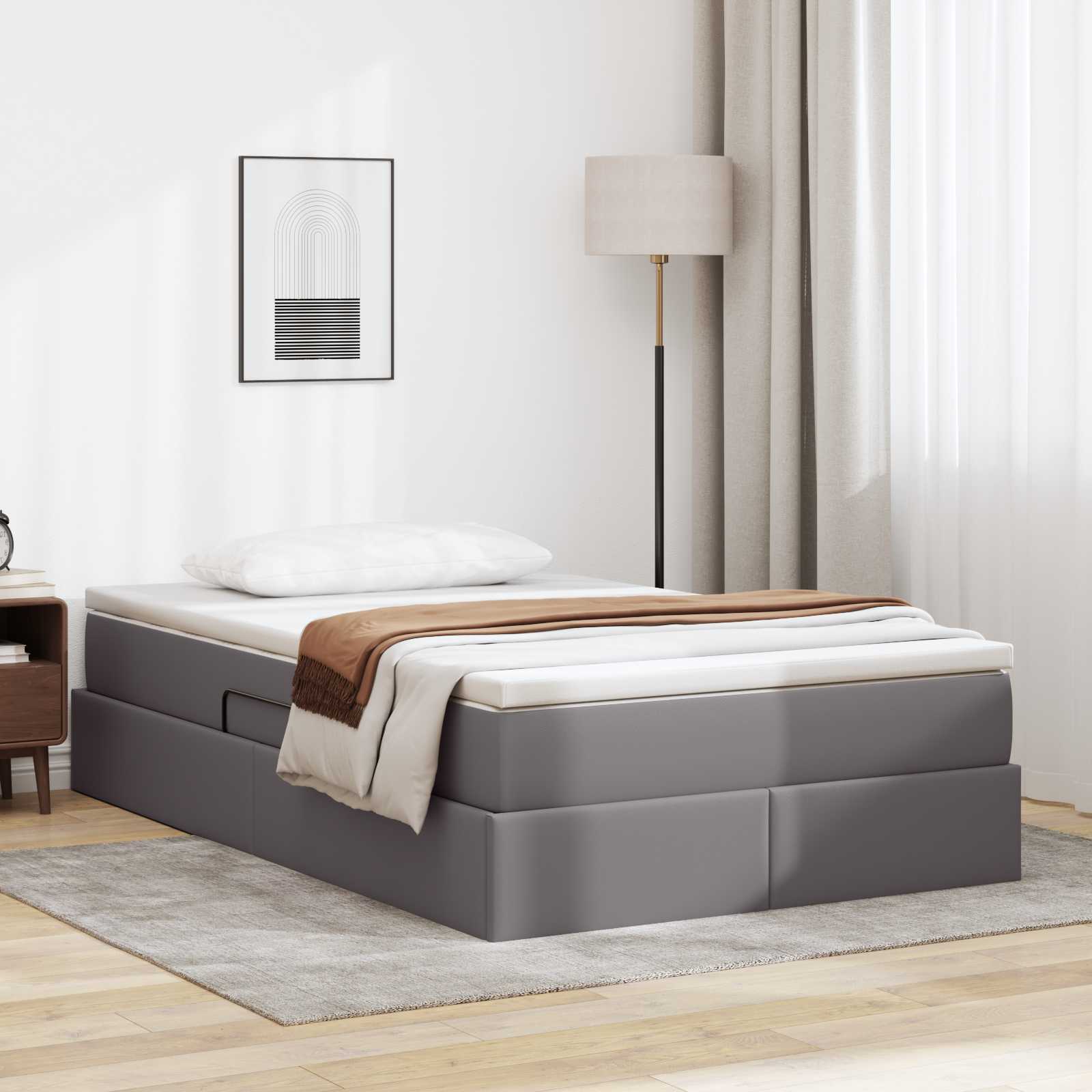 Opslag bed met matras met matras Grijs 120 x 190 cm Nep Leer – afbeelding 1