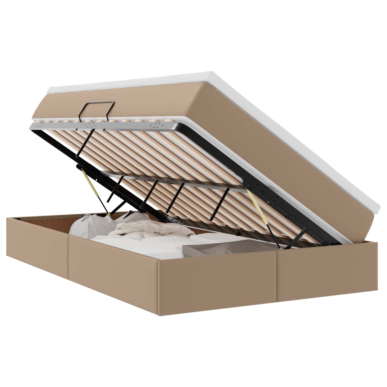 Opslag bed met matras Cappuccino 120 x 190 cm Nep Leer – afbeelding 2