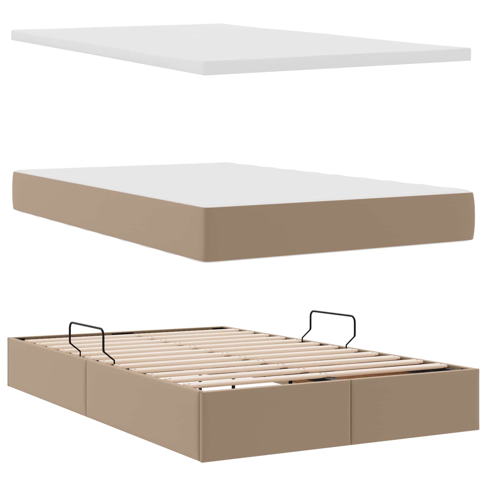 Opslag bed met matras Cappuccino 120 x 190 cm Nep Leer – afbeelding 8