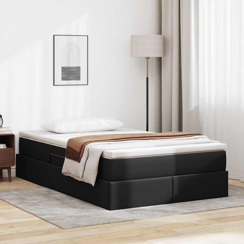Opslag bed met matras met matras Zwart 120 x 200 cm Nep Leer – afbeelding 1