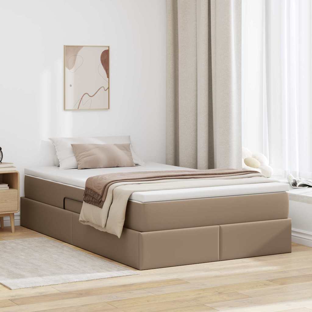 Opslag bed met matras Cappuccino 120 x 200 cm Nep Leer – afbeelding 1
