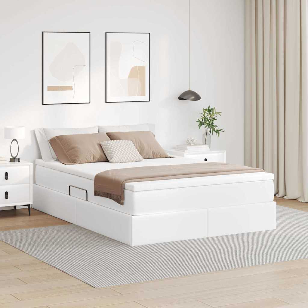 Opslag bed met matras met matras Wit 140 x 200 cm Nep Leer – afbeelding 1