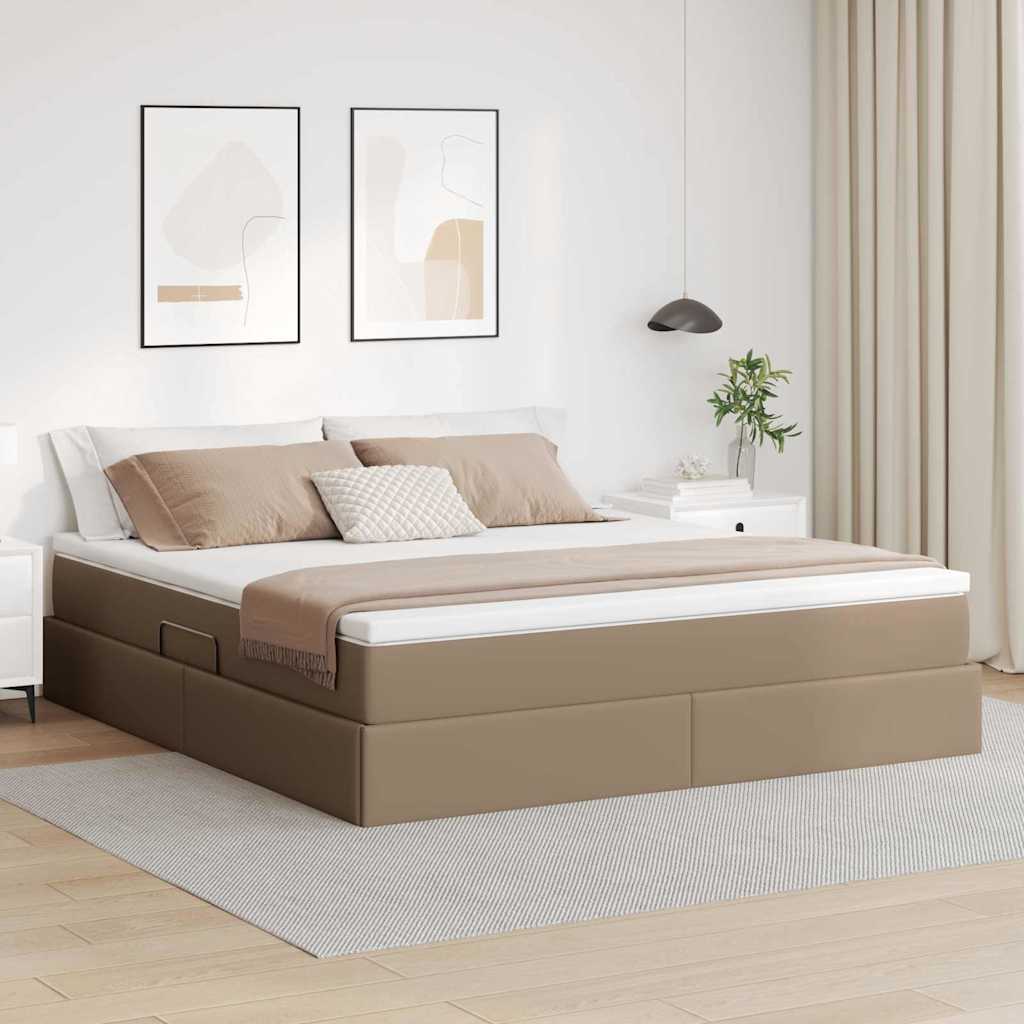 Opslag bed met matras Cappuccino 180 x 200 cm Nep Leer – afbeelding 1