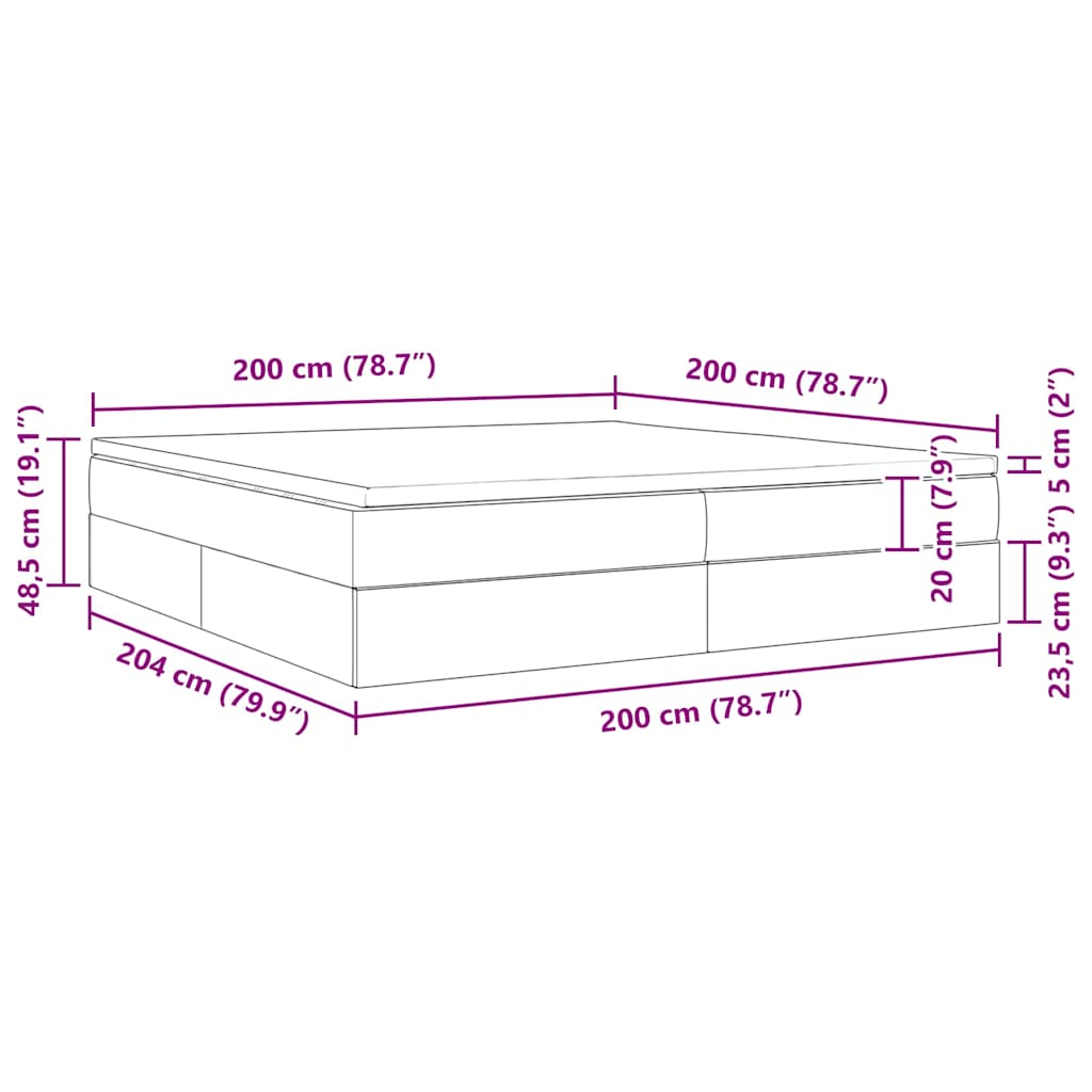Opslag bed met matras Cappuccino 200 x 200 cm Nep Leer – afbeelding 12