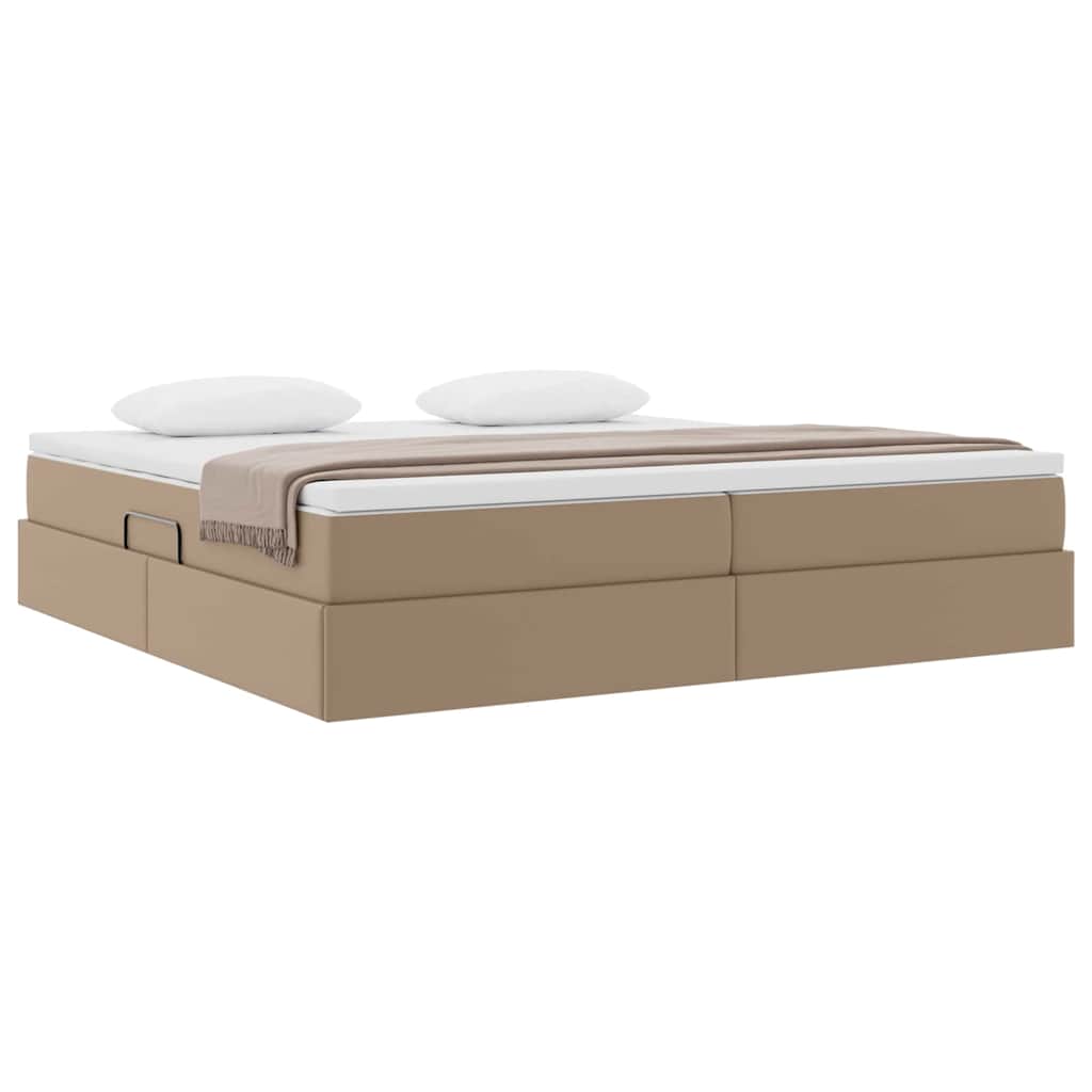 Opslag bed met matras Cappuccino 200 x 200 cm Nep Leer – afbeelding 3