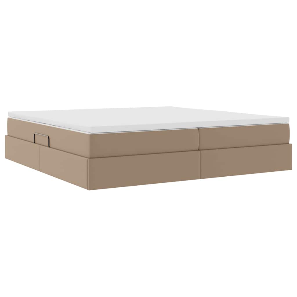 Opslag bed met matras Cappuccino 200 x 200 cm Nep Leer – afbeelding 5