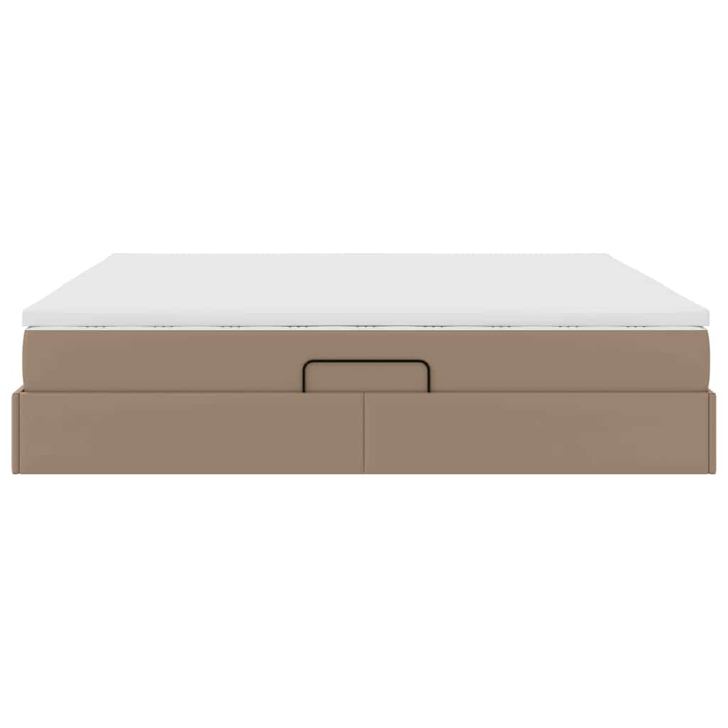 Opslag bed met matras Cappuccino 200 x 200 cm Nep Leer – afbeelding 8