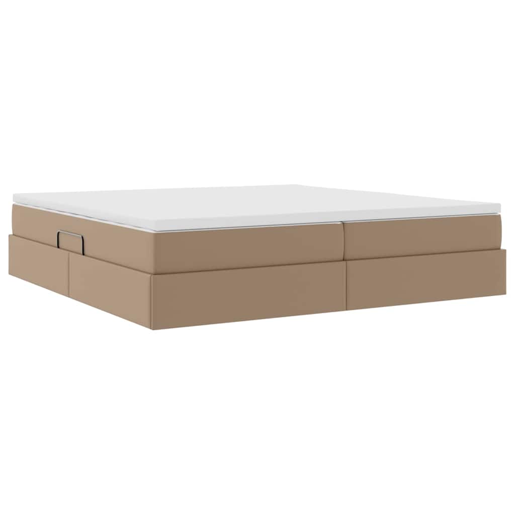 Opslag bed met matras Cappuccino 200 x 200 cm Nep Leer – afbeelding 9