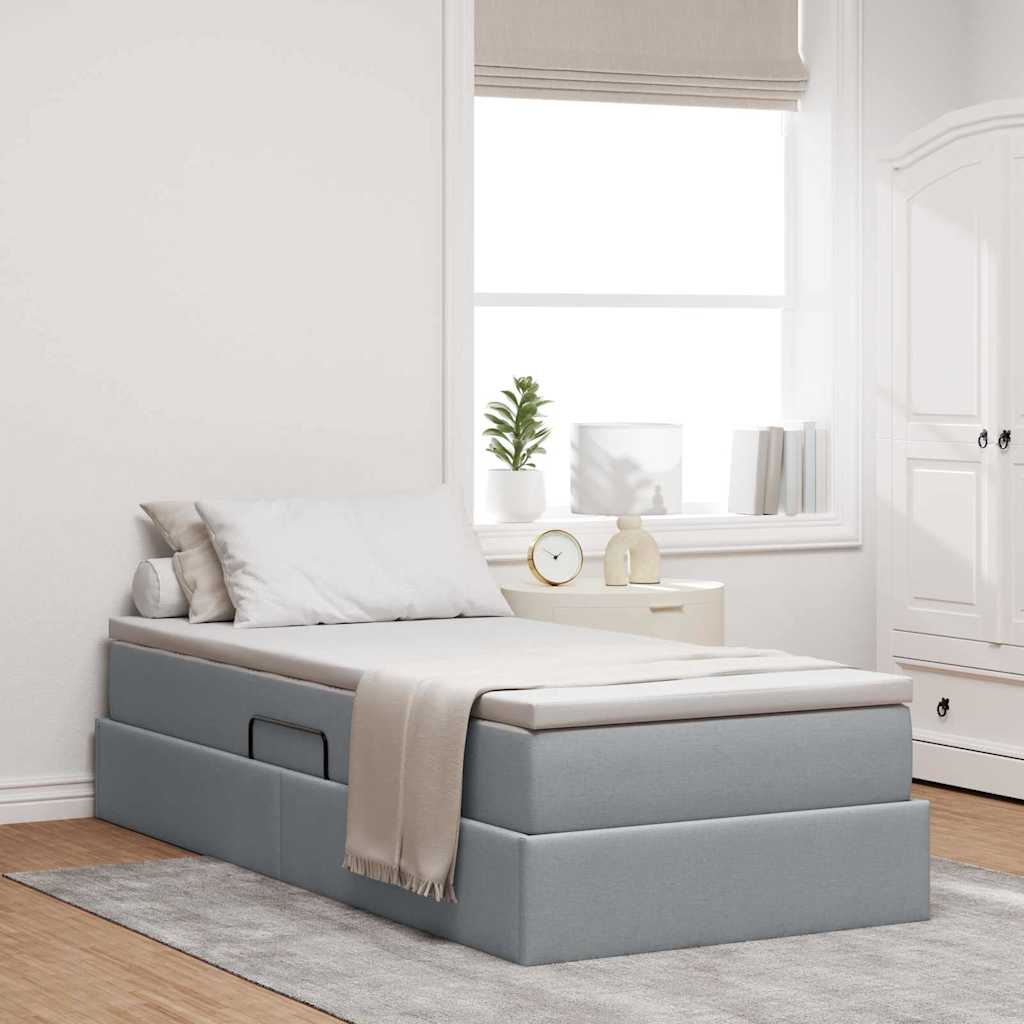 Opslag bed met matras Lichtgrijs 90 x 190 cm Polyester – afbeelding 1