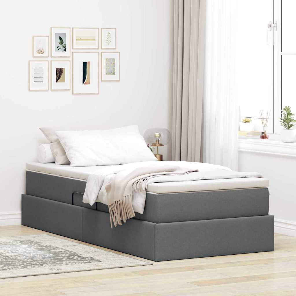 Opslag bed met matras Donkergrijs 90 x 190 cm Polyester – afbeelding 1