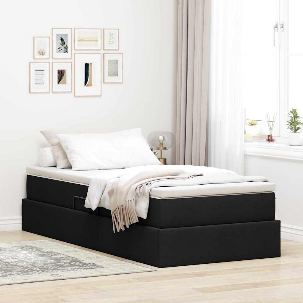 Opslag bed met matras met matras Zwart 90 x 190 cm Polyester – afbeelding 1