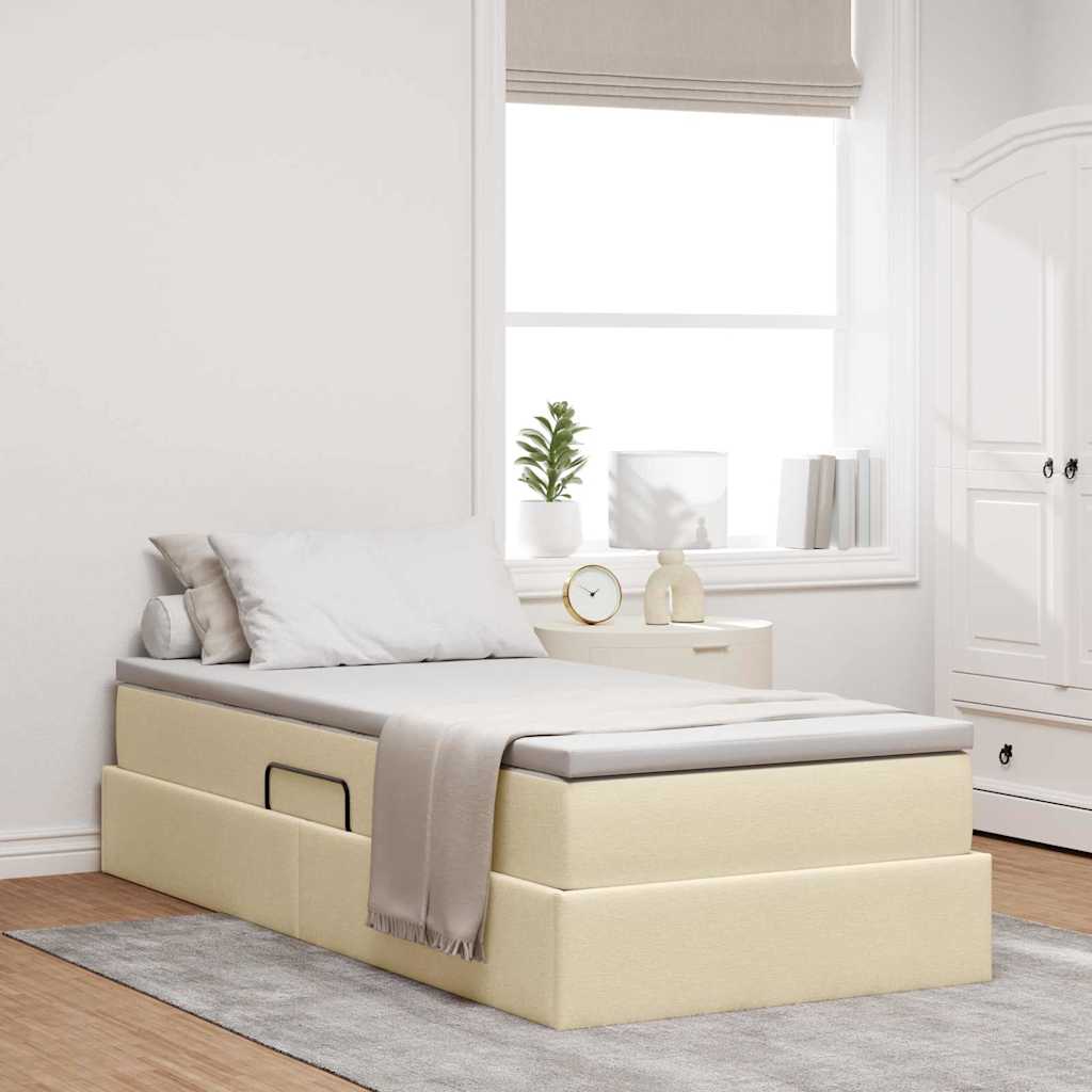 Opslag bed met matras met matras Crème 90 x 200 cm Polyester – afbeelding 1
