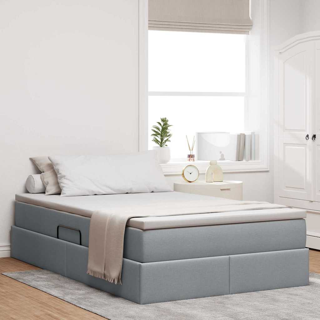 Opslag bed met matras Lichtgrijs 120 x 200 cm Polyester – afbeelding 1