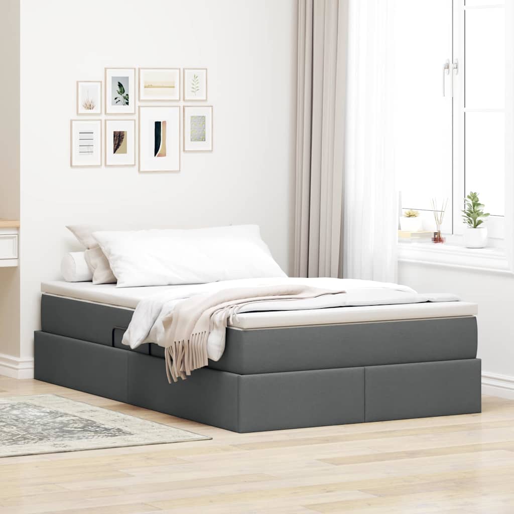 Opslag bed met matras Donkergrijs 120 x 200 cm Polyester – afbeelding 1