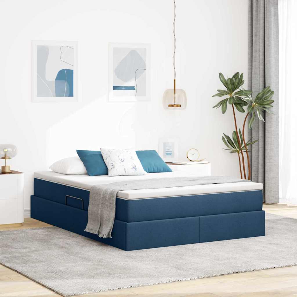 Opslag bed met matras met matras Blauw 140 x 190 cm Polyester – afbeelding 1