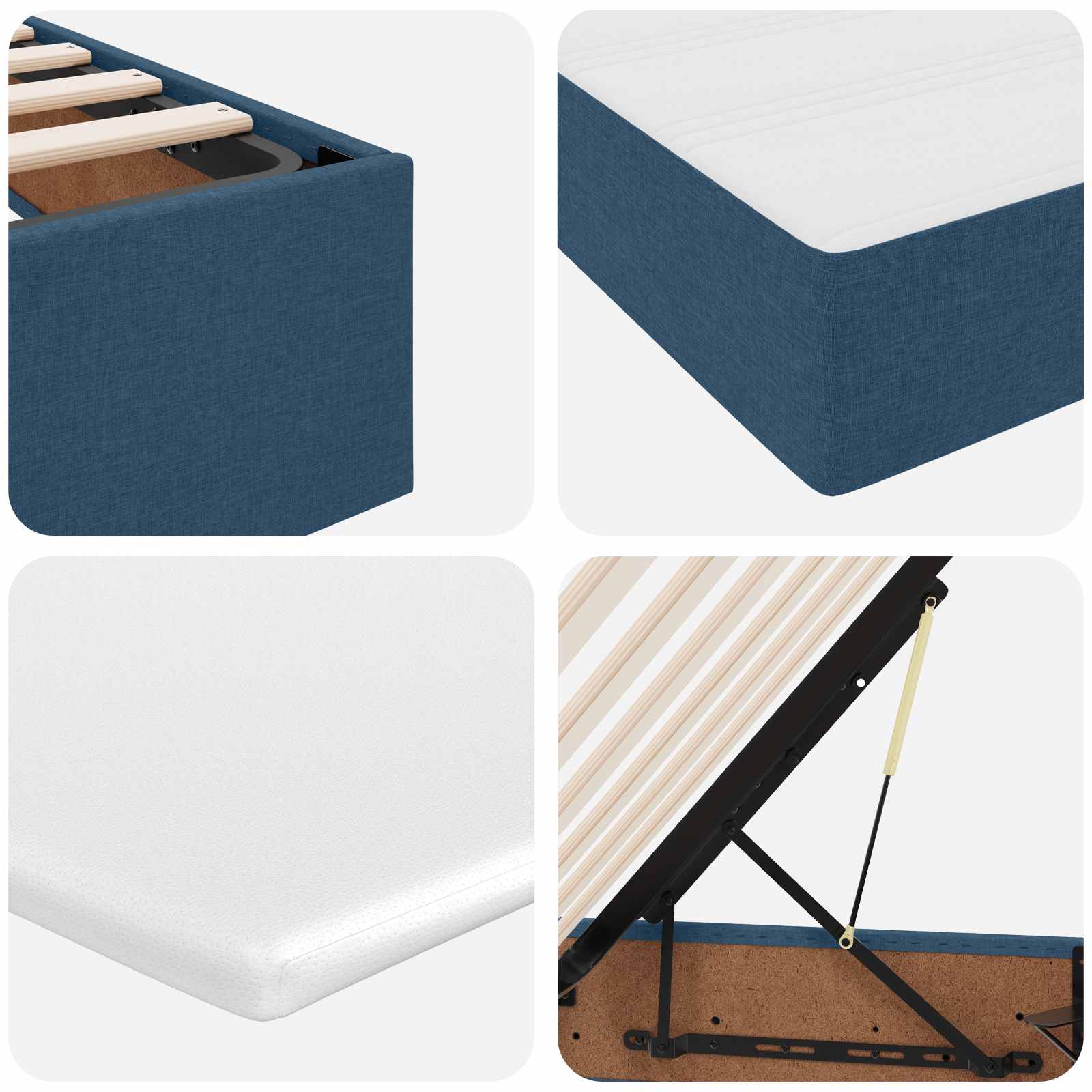 Opslag bed met matras met matras Blauw 140 x 190 cm Polyester – afbeelding 11
