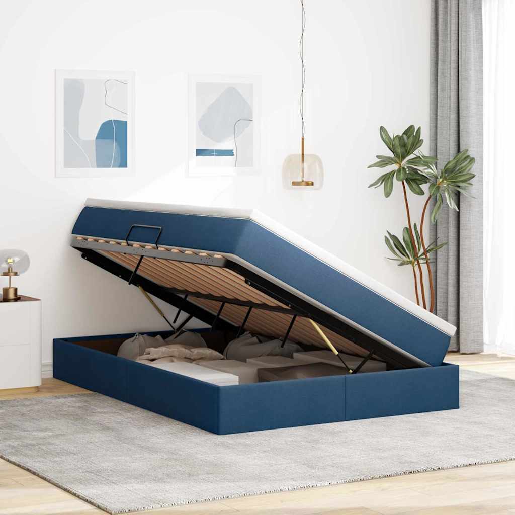Opslag bed met matras met matras Blauw 140 x 190 cm Polyester – afbeelding 4