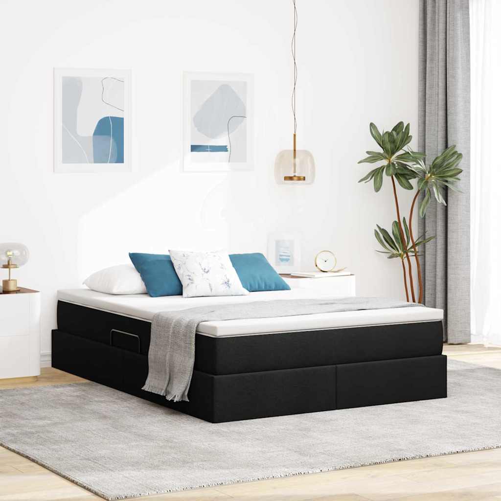Opslag bed met matras met matras Zwart 140 x 200 cm Polyester – afbeelding 1