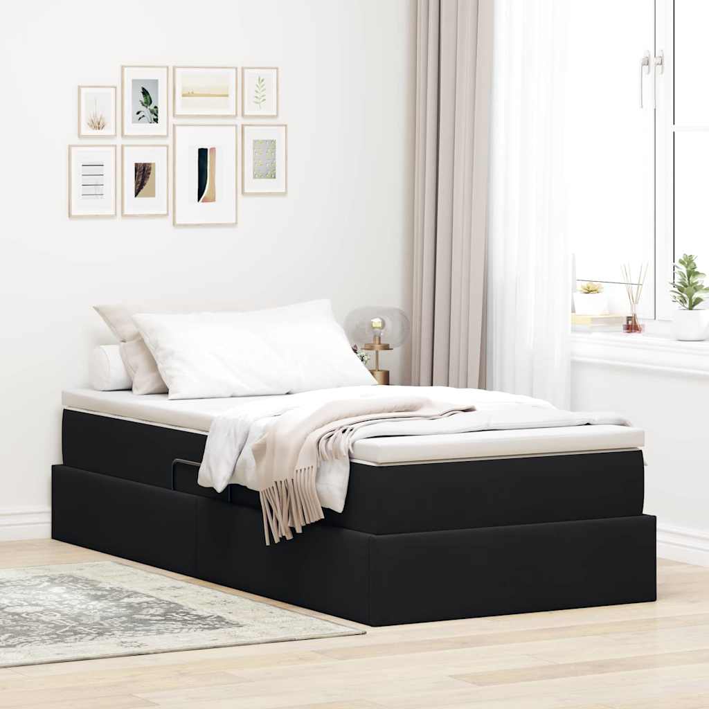 Opbergbed met matras met matras Zwart 100 x 200 cm Fluweel – afbeelding 1