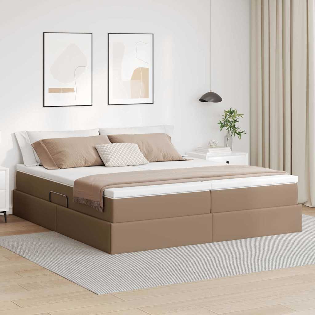 Opbergbed met matras Cappuccino 200 x 200 cm Nep Leer – afbeelding 1