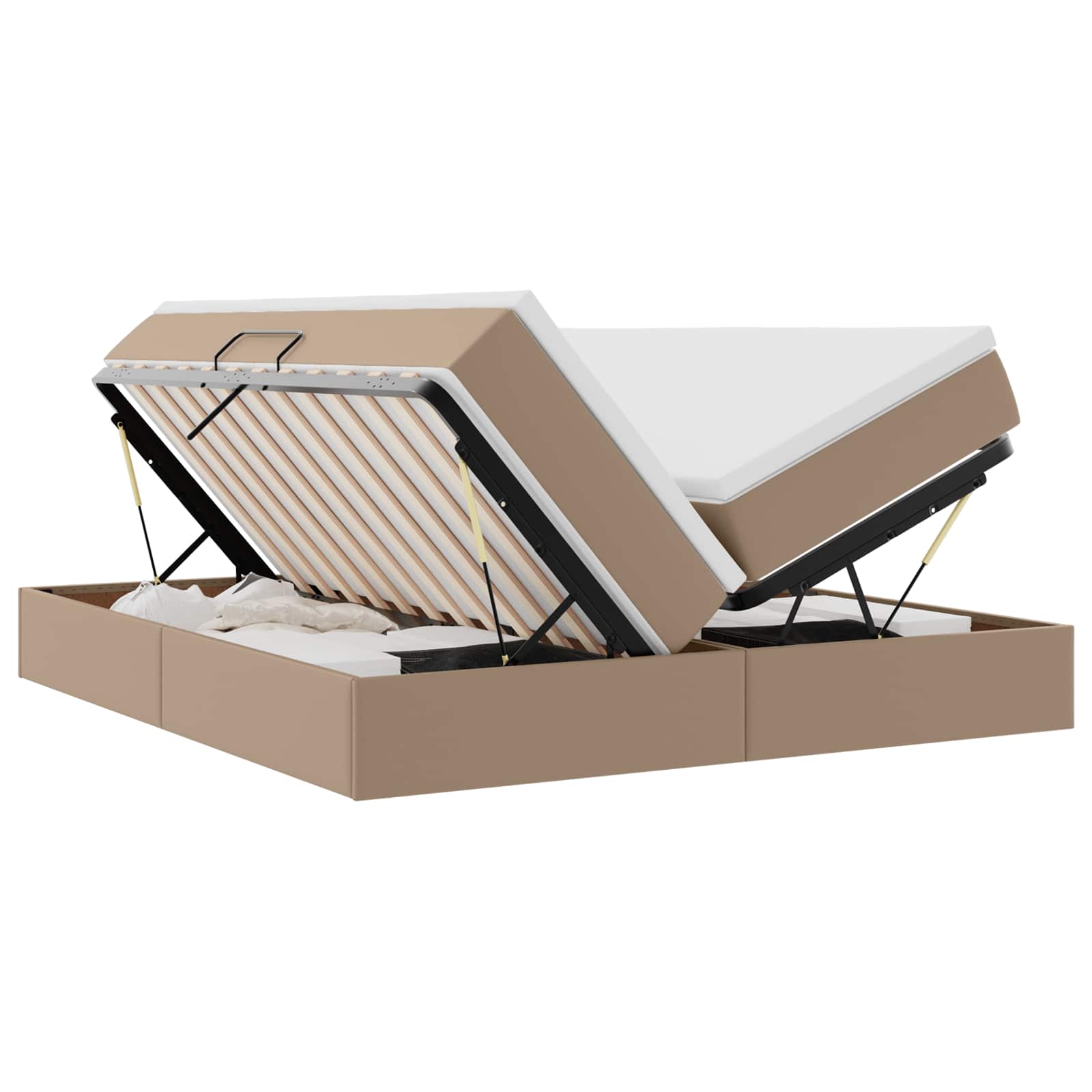 Opbergbed met matras Cappuccino 200 x 200 cm Nep Leer – afbeelding 2