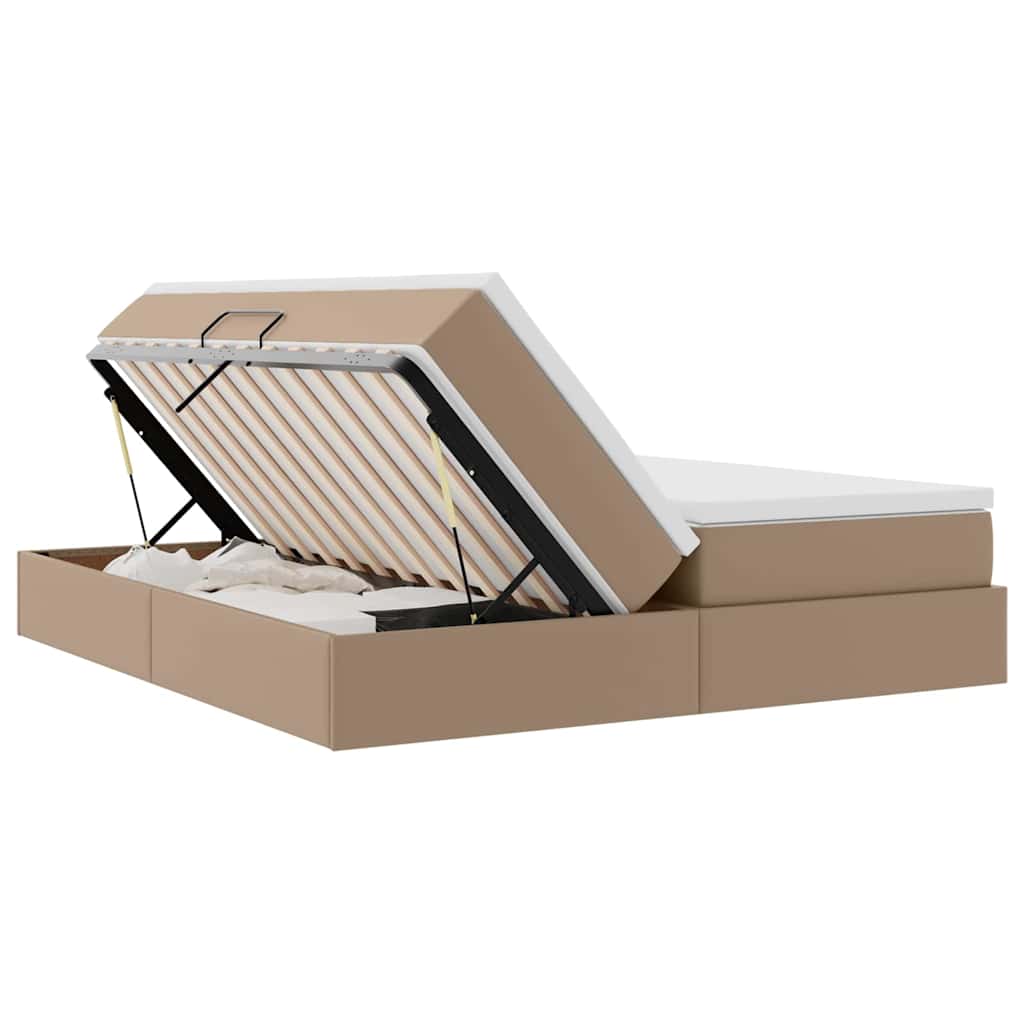 Opbergbed met matras Cappuccino 200 x 200 cm Nep Leer – afbeelding 7