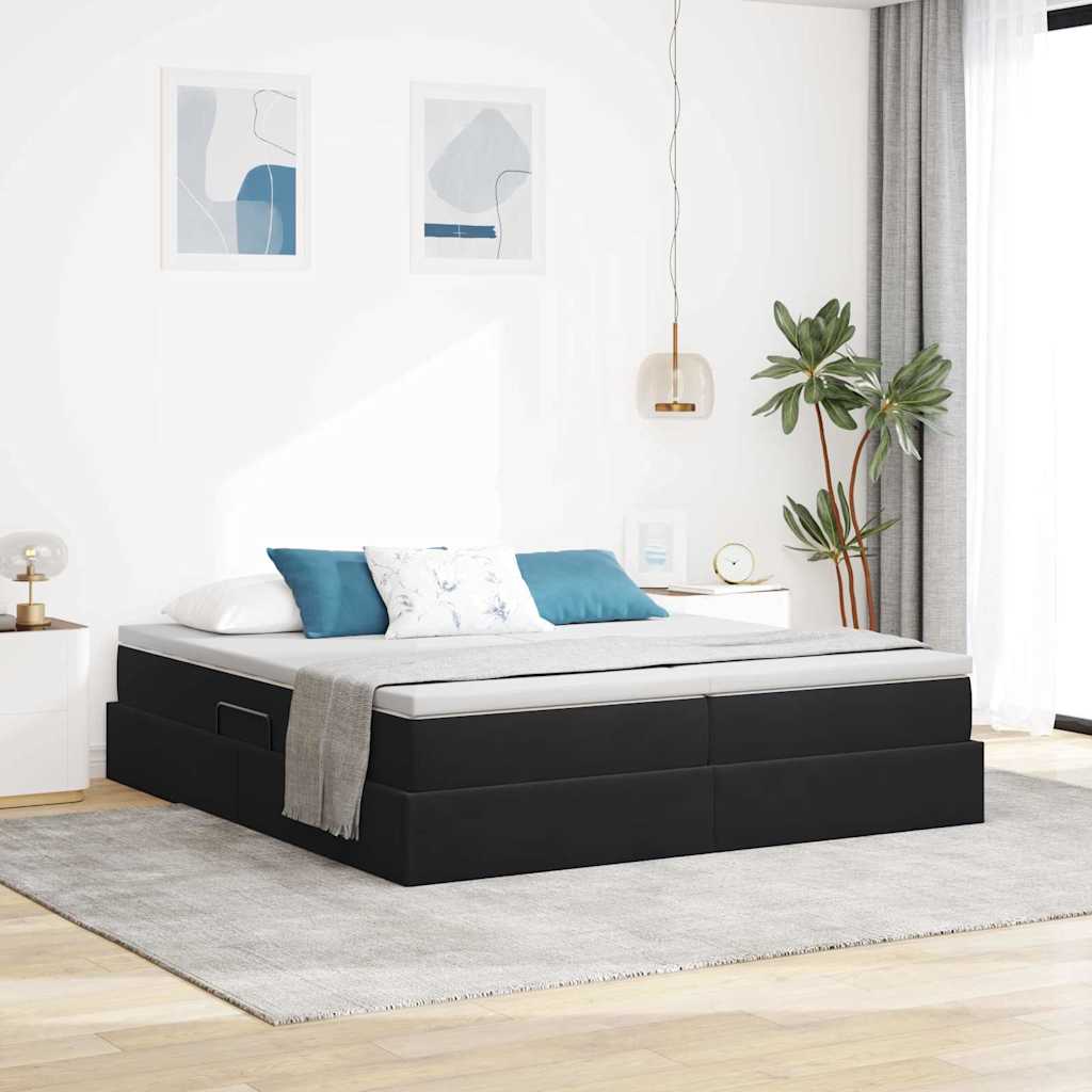 Opbergbed met matras met matras Zwart 200 x 200 cm Fluweel – afbeelding 1