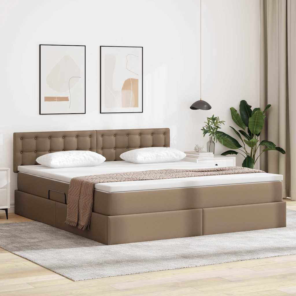 Opslag bed met matras Cappuccino 180 x 200 cm Nep Leer – afbeelding 1