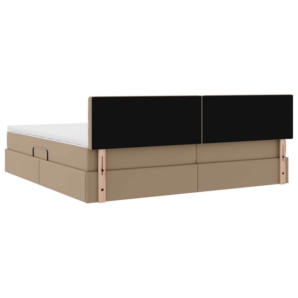 Opslag bed met matras Cappuccino 200 x 200 cm Nep Leer – afbeelding 10