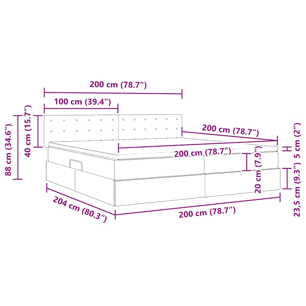 Opslag bed met matras Cappuccino 200 x 200 cm Nep Leer – afbeelding 12