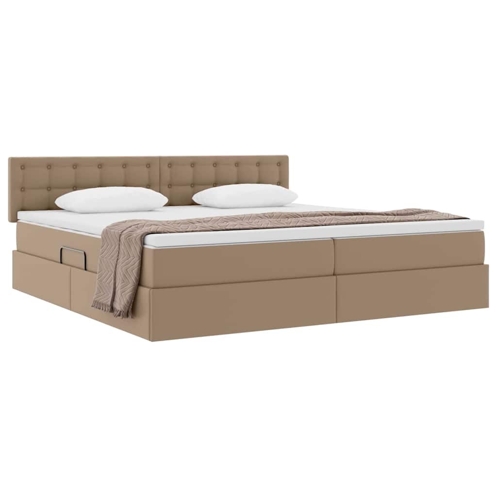 Opslag bed met matras Cappuccino 200 x 200 cm Nep Leer – afbeelding 3