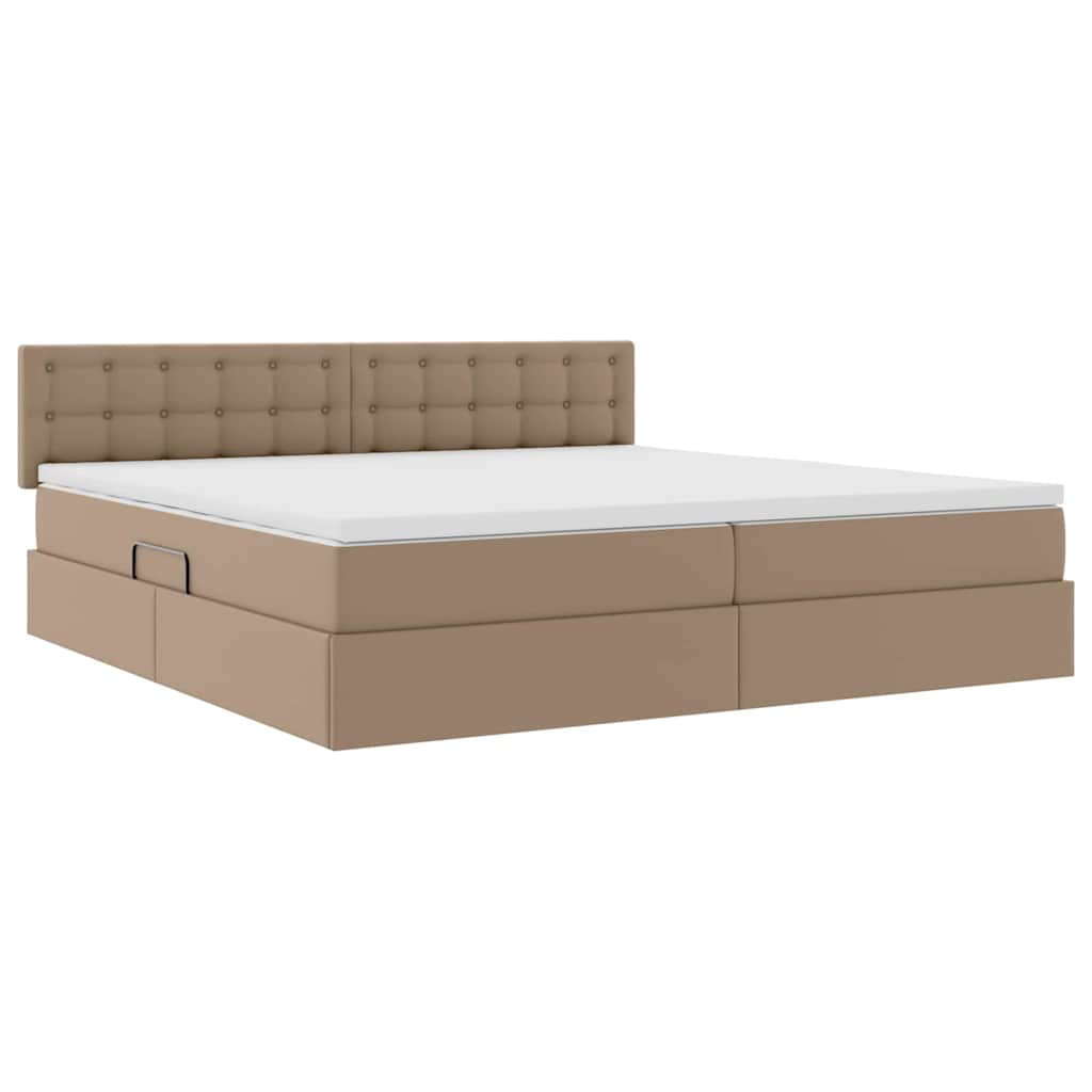 Opslag bed met matras Cappuccino 200 x 200 cm Nep Leer – afbeelding 5
