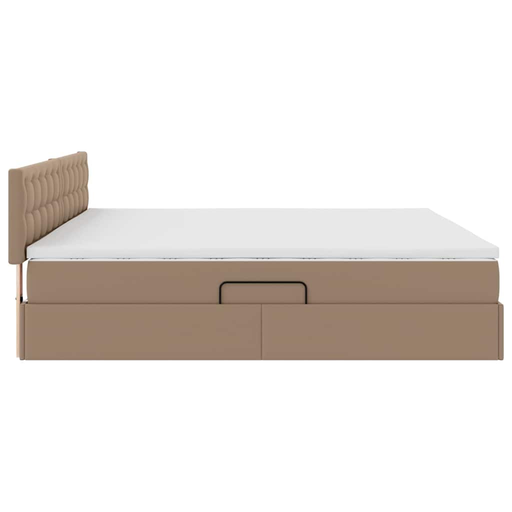 Opslag bed met matras Cappuccino 200 x 200 cm Nep Leer – afbeelding 9
