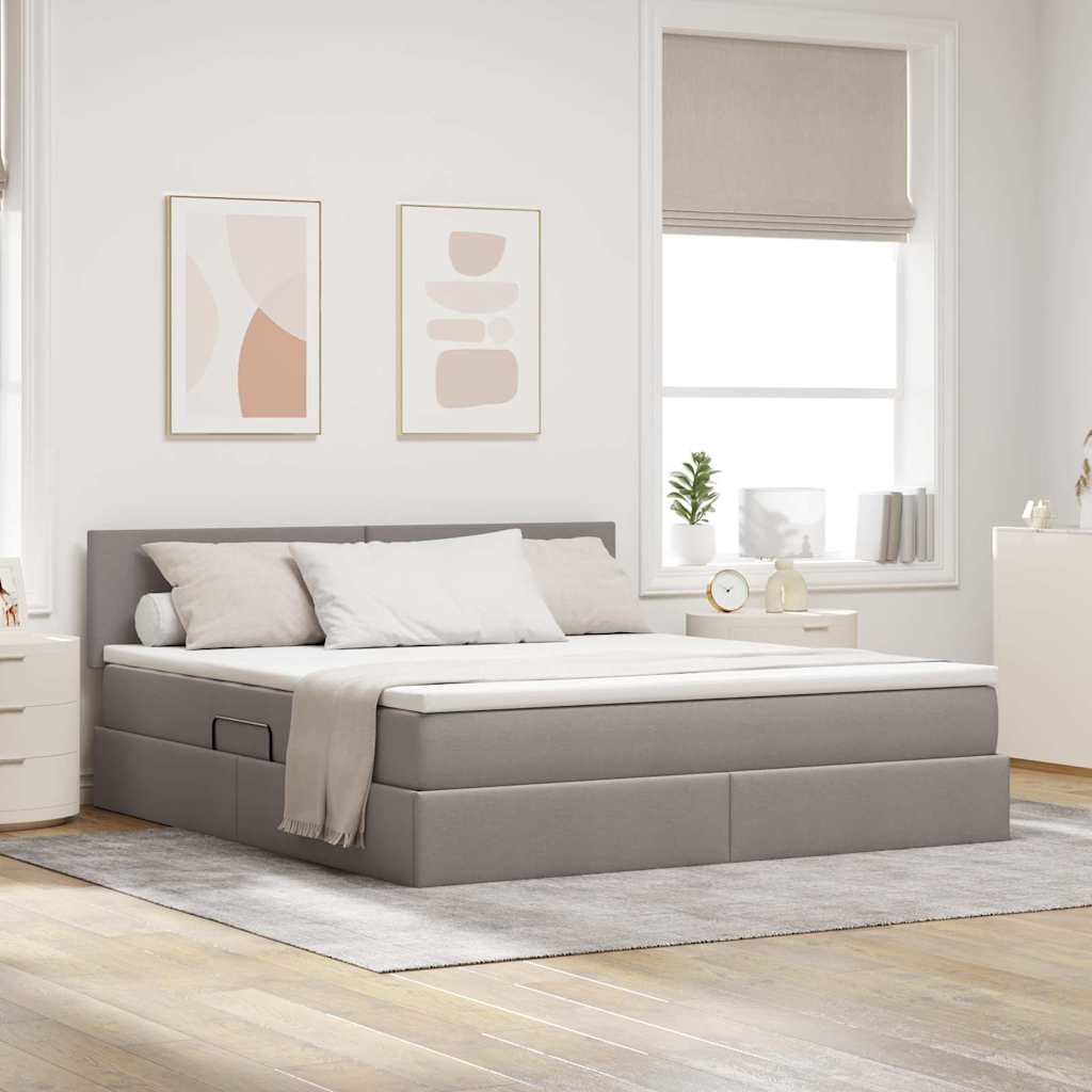 Opbergbed met matras met matras Taupe 160 x 200 cm Bewerkt hout – afbeelding 1