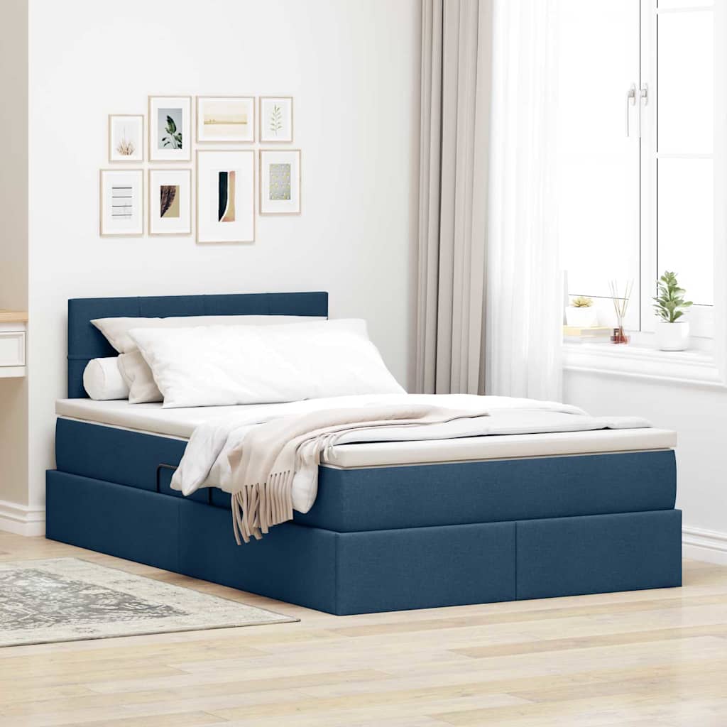 Opbergbed met matras met matras Blauw 120 x 190 cm Bewerkt hout – afbeelding 1