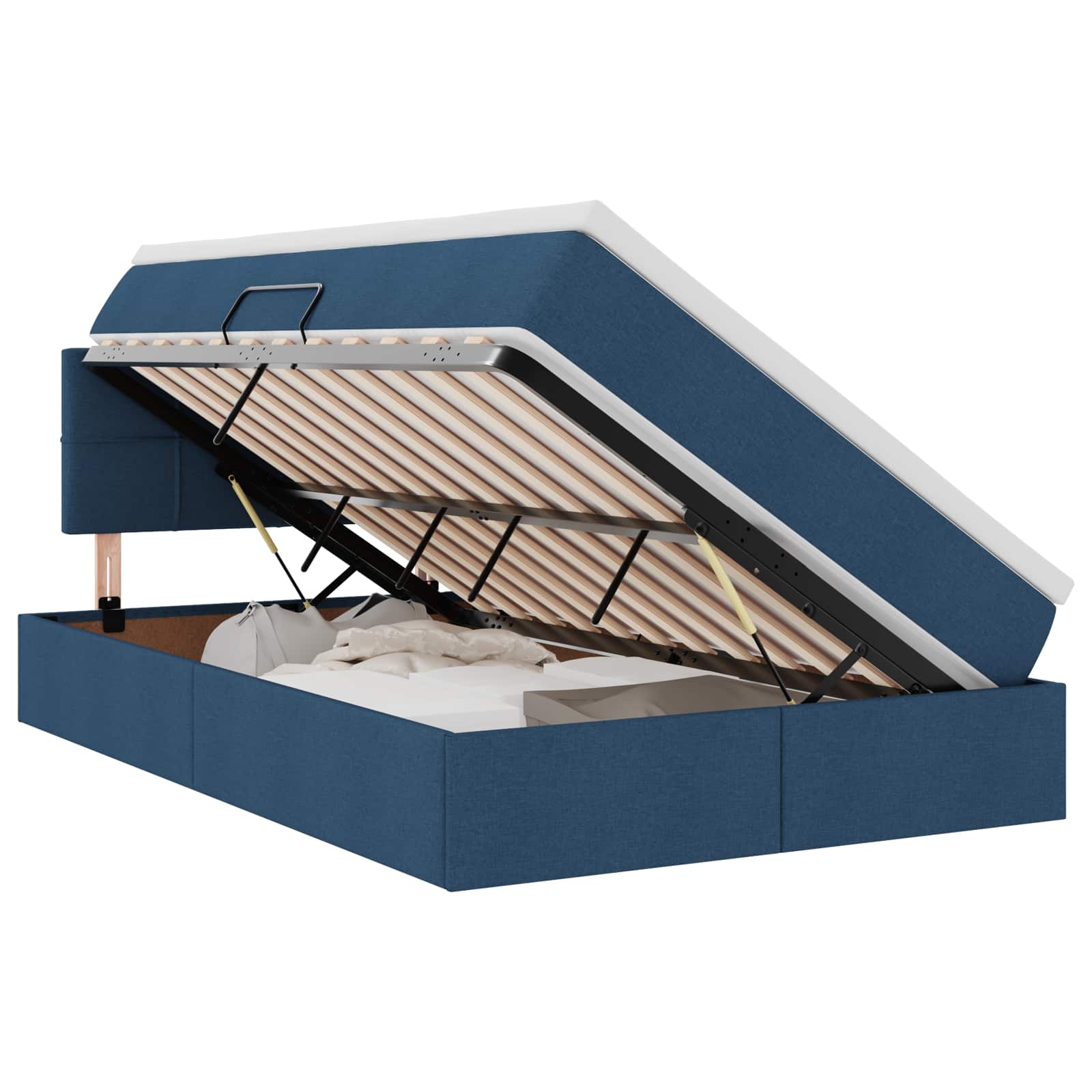 Opbergbed met matras met matras Blauw 120 x 190 cm Bewerkt hout – afbeelding 2