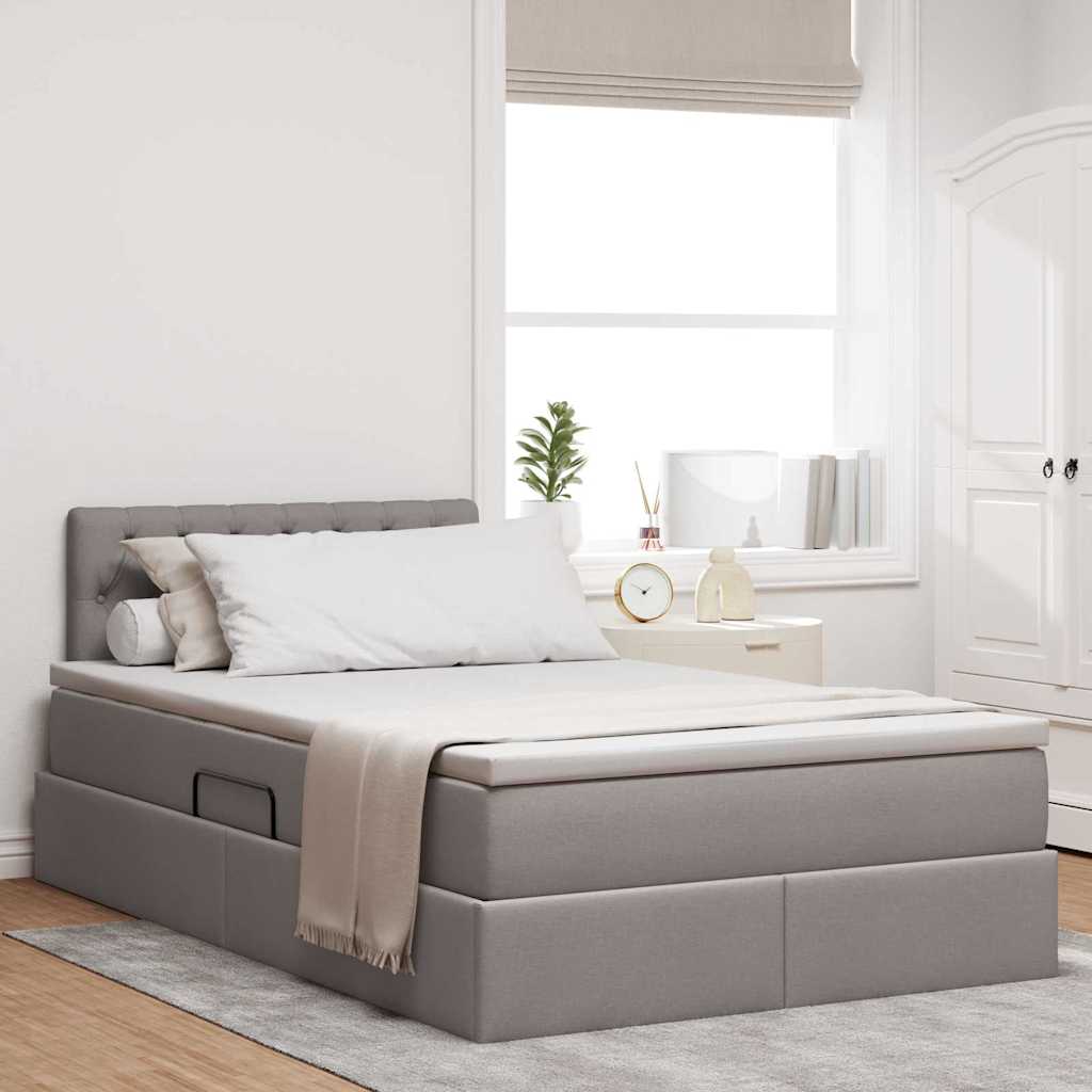 Opbergbed met matras met matras Taupe 120 x 200 cm Bewerkt hout – afbeelding 1