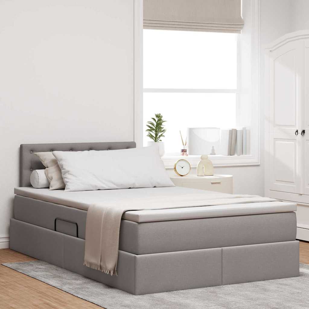 Opbergbed met matras met hoofdeinde Taupe 120 x 190 cm fluweel