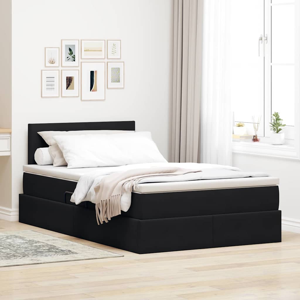 Opslag bed met matras met hoofdeinde Zwart 120 x 190 cm Fluweel