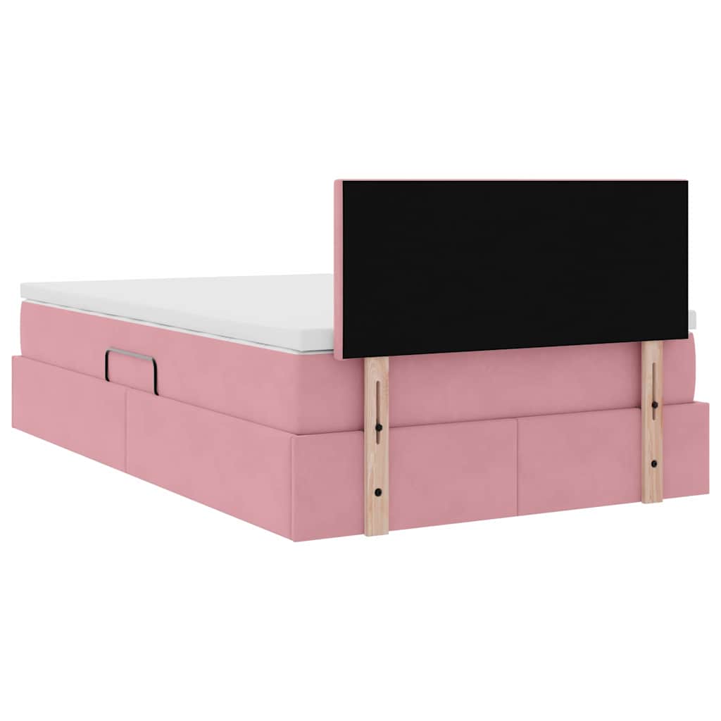 Opslag bed met matras met hoofdeinde Roze 120 x 190 cm Fluweel – afbeelding 11